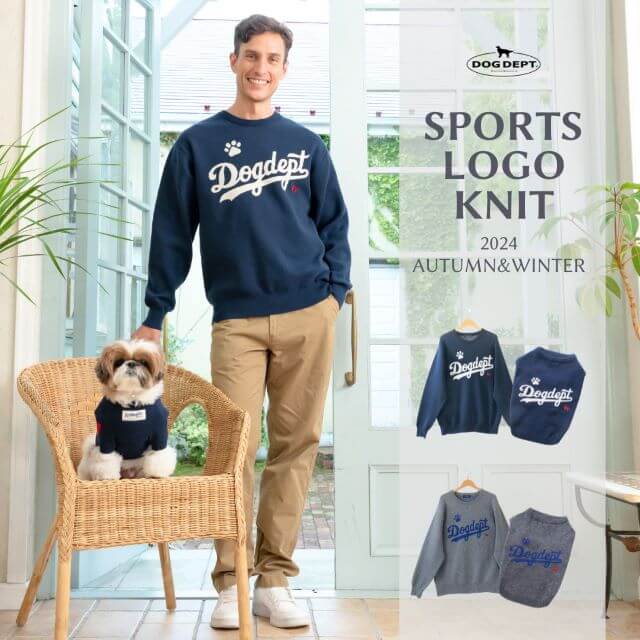 24AWスポーツロゴニットペアルック ブランドのドッグデプト/DOG DEPT