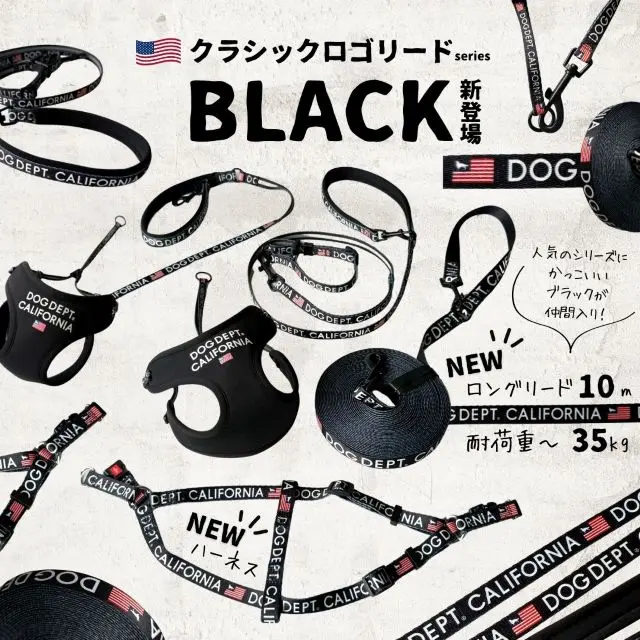 クラシックロゴリードブラック ブランドのドッグデプト/DOG DEPT
